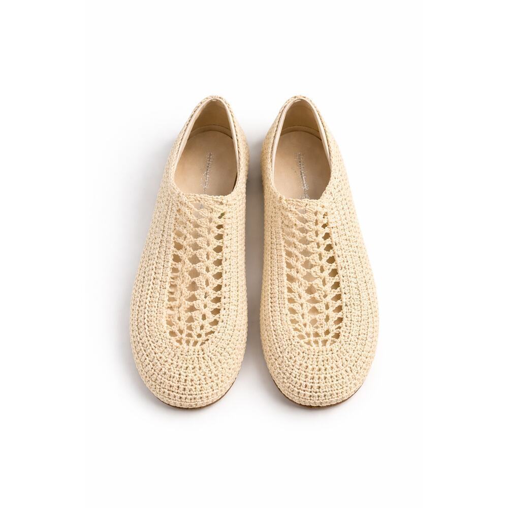 Jeffrey Campbell Nantucket Knit Crochet Flats Natural Slip On Shoes Sz 10